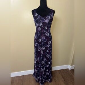 Zum Zum by Niki Livas Purple Rose Maxi Dress With Train